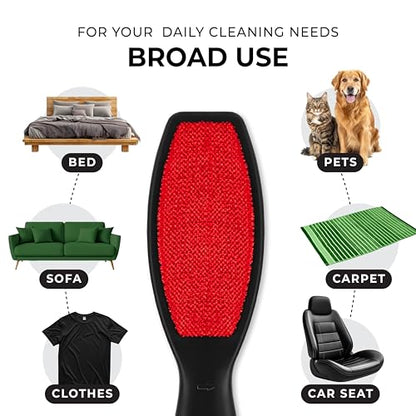 DecorRack (2 Pack) Double-Sided Lint Brushes, Pet Hair Remover Brush for Clothes and Furniture, Remove Cat and Dog Fur from Fabric Carpet and Clothing, Lint Removal Brush, Portable, Reusable (2 Pack)