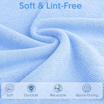 Microfiber Cleaning Cloth Roll - 100 Pack Tear Away Microfiber Paper Towels, Reusable, Washable, Scratch-Free, Kitchen Towels for Car, Home, Kitchen, Glass, Dishes (Blue) - color: Blue