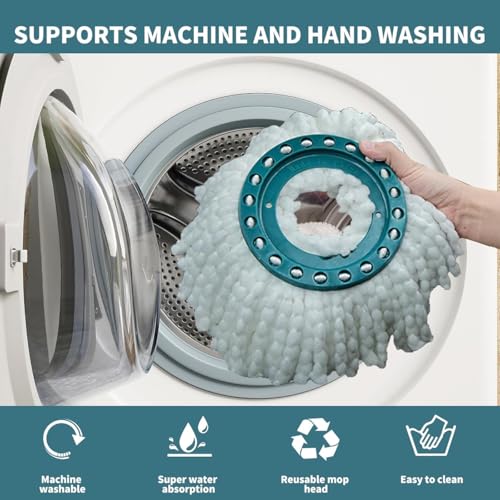 4 Pack Spin Mop Heads Replacement Compatible with Leifheit Clean Twist,Microfiber Head Mops for Leifheit Clean Twist Mop Systems,Dry Wet Clean All Hard-surfaced Floors Machine Washable