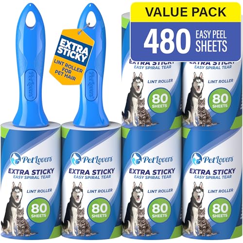PetLovers Lint Rollers for Pet Hair Extra Sticky 6 Pack - Lint Remover for Clothes - size: 6 Pack