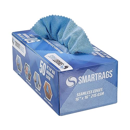 Arkwright Smart Rags Microfiber Cleaning Cloths, Pack of 50 in a Box, Lint Free 215 GSM Reusable Towels for Auto, Office and Household Cleaning, 16 x 16 in, Blue - color: Blue, size: 16 x 16 in