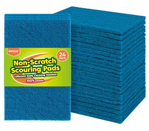 UNIMADE Non-Scratch Scouring Pads, 24Pcs Household Scour Pads for Kitchen, Garage and Outdoors, Reusable Dish Scrubber Pads for Pan and Metal Grill - Blue - color: Blue, size: 24 Pack
