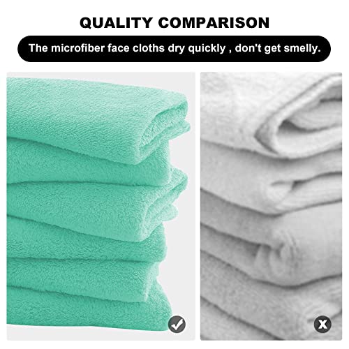 MOONQUEEN Microfiber Facial Cloths Fast Drying Washcloth 12 Pack - Premium Soft Makeup Remover Cloths - Aqua Green - color: Aqua Green, size: 12x12 Inch (Pack of 12)