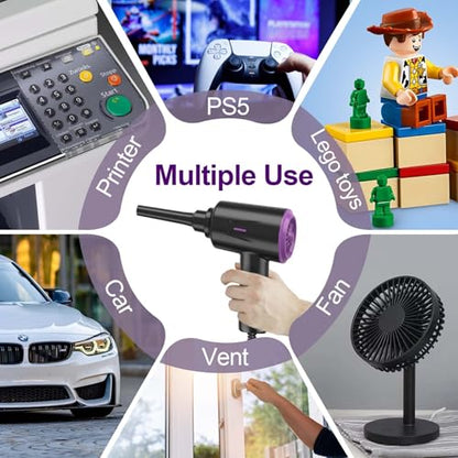 Meudeen Air Duster - Compressed Air - 5.74 oz High Power Cleaning for Computer - PC - 2 Gear Air Blower (Black Purple) - color: Black Purple