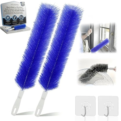 Bendable Microfiber Head, 2026 New Reusable Dust Remover, Fan Brush Cleaner Washable Ldeal, Multi Purpose Dust Removal Brush for Electric Fans Air Conditioning, Home Car Vents, Curtain (Blue 2pcs) - color: Blue 2pcs