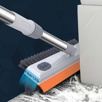 3-in-1 Bathroom Cleaning Brush with Wiper - Long Handle 180° Rotate Toilet Brush, Tiles Cleaning, Floor Scrub for Kitchen and Bathroom Accessories (Orange 3 in 1)