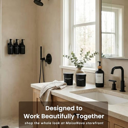 MaisoNovo Glass Hand Soap Dispenser | Dish Soap Dispenser for Kitchen | 16.9oz Black Bottles with Black Bamboo Pump | Bathroom Lotion Dispenser - color: Single Black Bottle/Black Bamboo Pump
