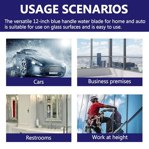 Professional Automotive Wiper Blade Squeegee, 12 inch 3-Layer Silicone Water Blade, Super Flexible T-Bar Squeegee Wiper, Car Handheld Quick Drying Squeegee for Glass or Home Windows