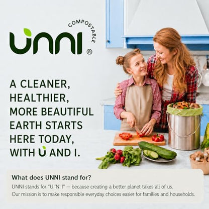 UNNI 1.6 Gallon Compostable Trash Bags with Tie Handles, 200 Count Small Food Scrap Kitchen Compost Bags for Countertop Bin, Certified by BPI, CMA & OK compost HOME, Meets ASTM D6400 - size: 200 Count (Pack of 1), style: 1.6 Gallon