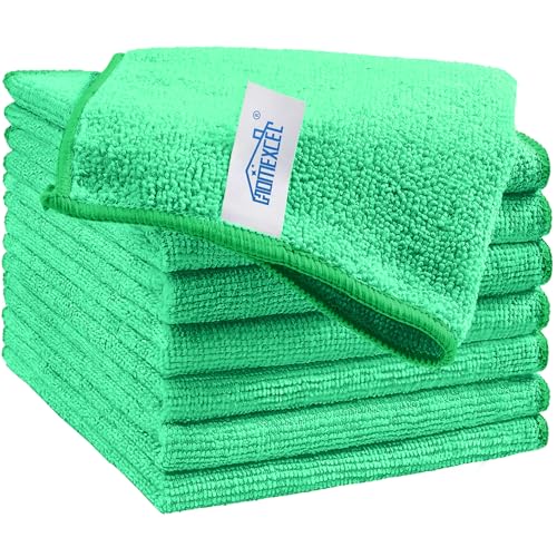 HOMEXCEL Green Microfiber Cleaning Cloth, 8 Pack Cleaning Towels for Kitchen, Lint Free, Scratch-Free, Highly Absorbent, and Reusable Cleaning Rags for House, Window and Glass, Cars, 11.5 X11.5 inch - color: Green
