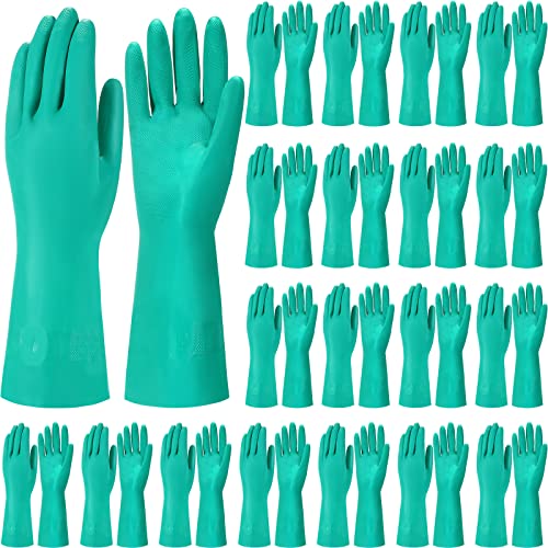 Potchen 20 Pairs Chemical Resistant Gloves Heavy Duty Thick Nitrile Gloves Bulk for Cleaning, Resist Household Acid, Alkali and Oil (Small) - size: Small