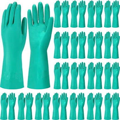 Potchen 20 Pairs Chemical Resistant Gloves Heavy Duty Thick Nitrile Gloves Bulk for Cleaning, Resist Household Acid, Alkali and Oil (X-Large) - size: X-Large