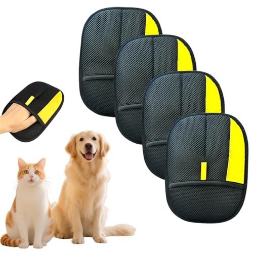 Electrostatic Pet Hair Removal Gloves: Quick Wiping - Reusable & Washable for Sofa Clothing Pet Beds Effortless Cats & Dogs Hair Remover for Busy Pet Owners (4pcs-Black) - color: 4pcs-Black