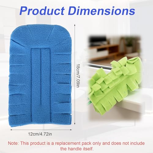 4pcs Reusable Duster Refills, 4 Color 360° Washable Heavy Duty Fleece Dusting Pads Cleaning Pads Replacement Accessories for Ceiling Fan Window Blinds Kitchen Car Interior (Handle Not Included)