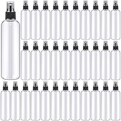 Eccliy 32 Pcs 8 oz Spray Bottles Fine Mist Plastic Spray Bottles Clear Empty Sprayer Hairs Refillable Travel Sprayer with Pump Cap for Cleaning Oils Travel Perfumes(Black,Clear) - color: Black, style: Clear
