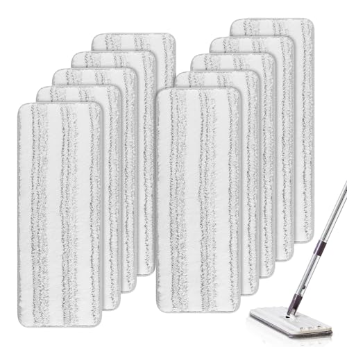 Microfiber Cleaning Pads for Flat Mop Bucket Set : 10 Packs 13" X 4.9" Washable Pads for Floor Cleaning Compatible with Tethys & Most 13 Inch Flat Mop Bucket System - color: 10 Packs - 10 Scrubby