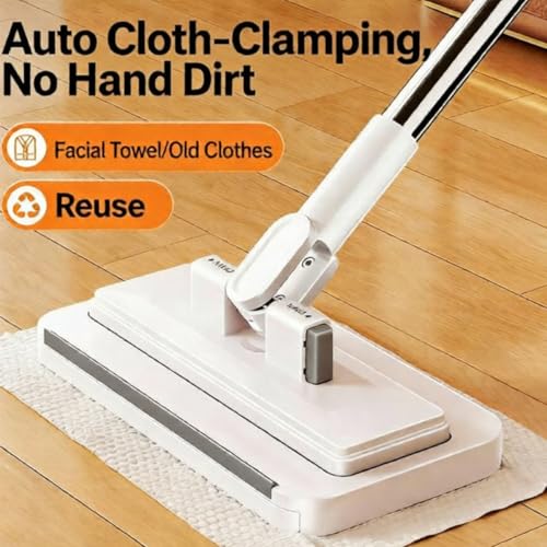 Hands Free Multi Purpose Flat Mop - Lazy Cleaning & Face Towel, Hands Free Flat Mop, Zero Touch Mini Grip Mops, Self-Locking Flats Compatible with Any Cloth, for Walls, Floors, Ceilings (53.1in) - color: 53.1in