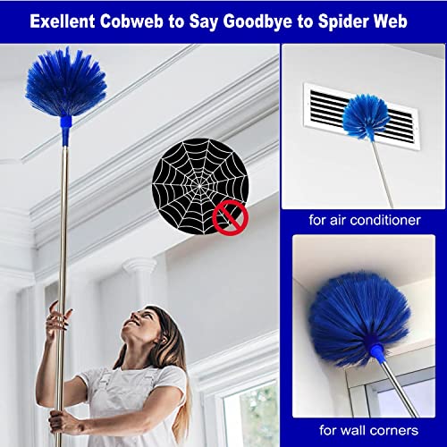 Microfiber Duster Kit High Reach Ceiling Fan Duster with Extendable Pole 100" Telescoping Cobweb Duster for Cleaning, Bendable Head Washable Duster for Ceiling, Fan, Furniture - style: 3PC Duster Kit BLUE
