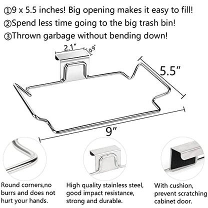 OYSIR Large Stainless Steel Trash Bag Holder for Kitchen Cabinets Doors and Cupboards, Under Sink Bag Holder, Garbage Bag Holder, Space Saving Waste Can, Hanging Kitchen Trash Cans