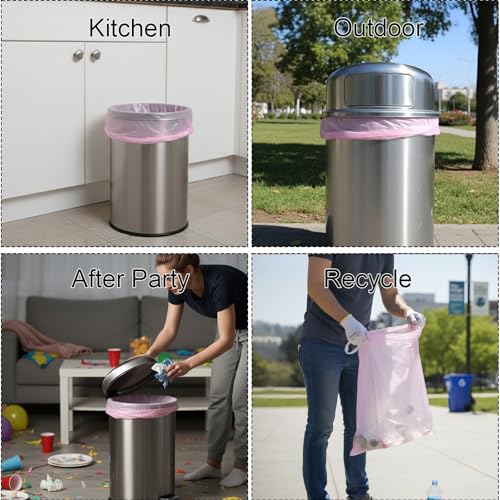 40 Count 13 Gallon Drawstring Trash Bags, Heavy Duty Unscented Garbage Bags, Extra Strong, Tear & Leak Resistant, for Kitchen, Home, Office, Fits 40-60L Bins (Pink) - color: 13 Gallon-Pink