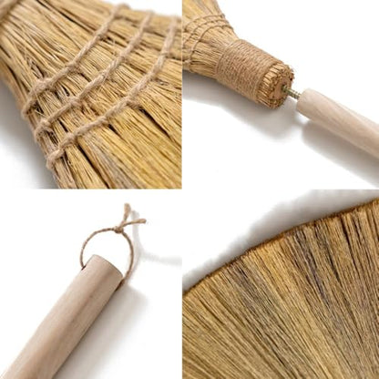 Natural Whisk Sweeping Hand Handle Broom - Brooms for Wedding Jumping Ceremony Halloween DIY Decoration - Vietnamese Straw Soft Broom - 12.2" Width, 28.35" Length - style: Natural