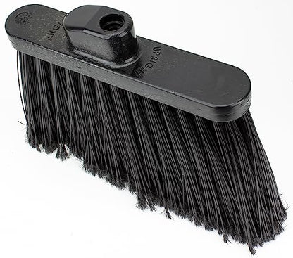 SPARTA Plastic Broom Head, Angled, Flagged for Small Debris Indoor, Outdoor, Home, Restaurant, Lobby, Office, 12 Inches, Black - color: Black