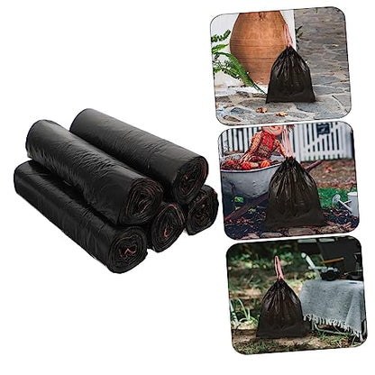 CALLARON Thickened Drawstring Garbage Bags 5-Pack Large Multi-Color Kitchen Trash Bags Sturdy Disposable Rubbish for Home and Office Use - color: black