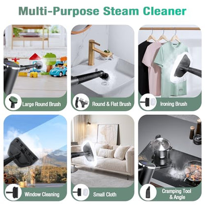 11-in-1 Steam Mop - Detachable Handheld Steam Cleaner with 380mL Tank, 260℉ Floor Steamer for Hardwood, Tile, Grout, Windows, Bath & Kitchen - 3-Level Steam Control, Multi-Purpose Floor Steam Cleaner