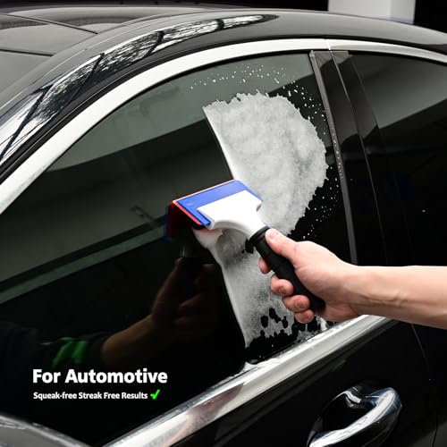 EHDIS 2PCS Double Edge Blade Small Rubber Squeegee 5-inch Handy Window Shower Squeegee Auto Water Blade for Car Windshield, Window, Mirror, Glass Door, Ice Snow Removal Scraper Tool