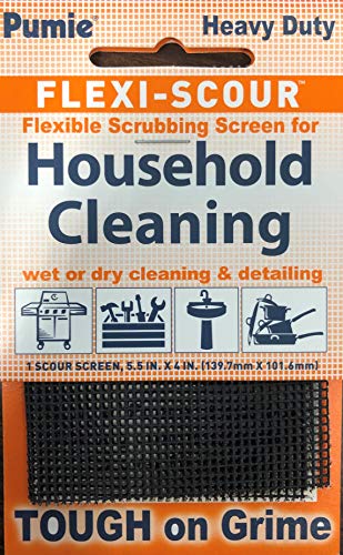 PUMIE Flexi-Scour (1 Pack) - Flexible Scrubbing Screen - Heavy Duty Scouring Pad - Abrasive Grit Cleaning Screen for Toilet Bowls, Grills, Removes Carbon, Rust, Scale, Grime - 5.5x4 in, Flex-1 C - size: 1 Pack