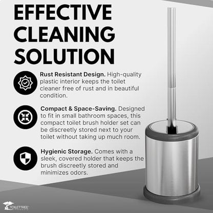 ToiletTree Products Deluxe Toilet Brush with Lid 3 Pack - style: Stainess Steel 3 Pack
