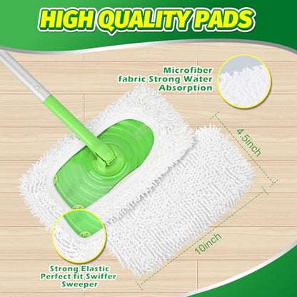 4 Pack Reusable Microfiber Mop Pads Compatible with Swiffer Sweeper - Dry Sweeping Cloths & Wet Pad Refills for Wet & Dry, Washable Pads Refills for Household Cleaning (Mop is not Included) - color: 4 Pack (White)