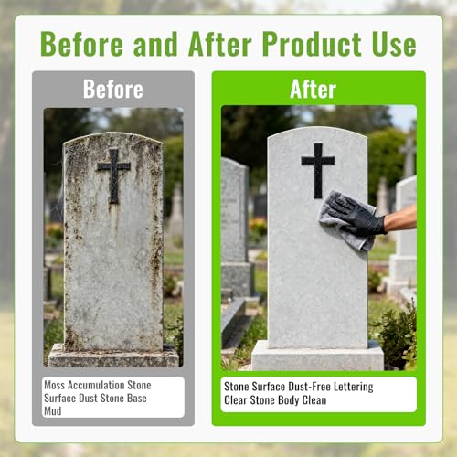FUHSY 12-in-1 Electric Headstone Cleaning Kit, Multipurpose Gravestone Cleaner Set for Granite Stone Tombstones Includes Electric Brush,Crevice Brushes,Scraper,Sponge,Gloves, Cleaning Solution