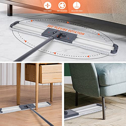 Dust Mop for Hardwood Floors 36 inch Commercial Industrial Floor Dust Mop with Extra 3 Mop Refill Pads 61 Inch Long Handle for Cleaning Office Garage Hardwood Warehouse Factory Mall Deck - size: 36 inches