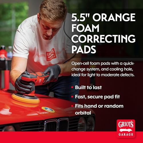 Griot's Garage Orange Foam Correcting Pads for Car Polishing and Detailing, Removes Light to Moderate Paint Defects, Durable, Machine-Washable, 10516, 5.5", Set of 2 - size: 5.5" Pads (Set of 2)