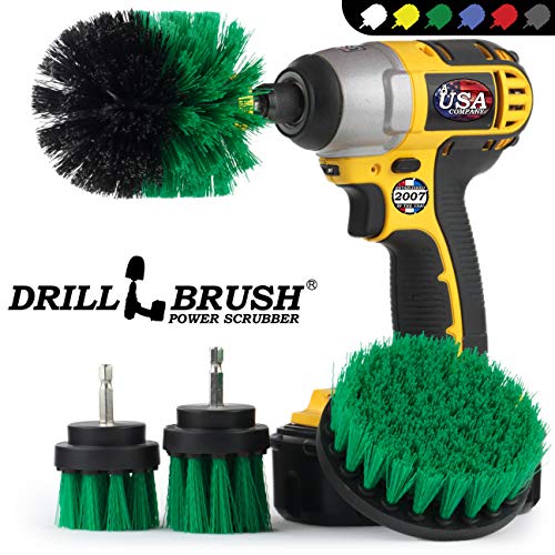 Crock Pot Scrubber - Cast Iron Skillet - Cleaning Supplies - Drill Brush Kitchen Cleaning Kit - Cutting Board, Stove, Sink, Counter-Top, Baseboard, Trash Can, Tile and Flooring - Grout Cleaner - color: Green