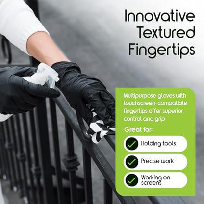 Inspire Black Nitrile Disposable Gloves | 4.5 Nitrile Disposable Safety Medical Cooking Cleaning Gloves - size: Small, style: Black - Case of 1000