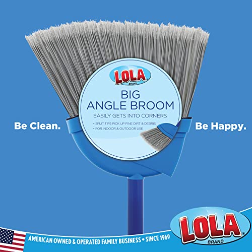 Angle Broom, Indoor, 13" W, Large Style - Made w/Recycled Soda Bottle Bristles & High Gloss Resin Coated Steel 4-Piece Handle, by LOLA, 1 Pack - size: Steel Handle, style: Large Angle Broom