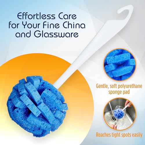 Compac Home Dish Wand China Durable Foam Sponge Petals Brush and Clean Dishes, Pots, Bottles, & Glassware, 2 Count - size: Pack of 2 Short Handle