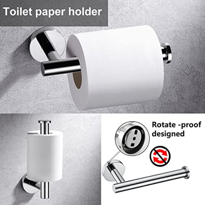 6 Pieces Polished Chrome Bathroom Hardware Accessories Set Hand Towel Ring 16&23.6 inch Round Towel Bar Toilet Paper Holder Towel Hooks 2 Pieces SUS 304 Stainless Steel,Heavy Duty,Wall Mounted - color: Polished Chrome, size: 6 piece 24"