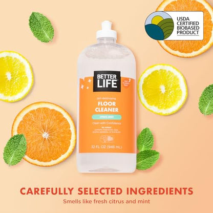 Better Life Floor Cleaner - Liquid Multipurpose Cleaner for Wood, Tile, Laminate, Vinyl, Bamboo - Hardwood Floor Cleaner for Mopping - Citrus Mint 32oz - size: 32 Fl Oz (Pack of 1)