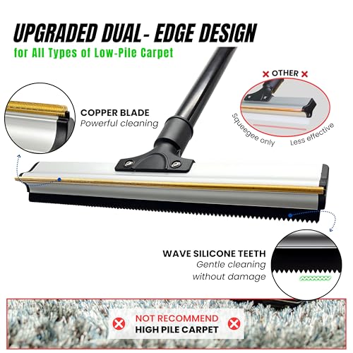 Carpet Rake Kit for Pet Hair Removal & Fluffing Matted Carpet – 61" Adjustable Handle, Deep Clean Dog & Cat Hair Remover, Reusable Scraper for Rugs, Low Pile Carpet, Couch Stairs & Car - size: Pet Hair Removal Kit
