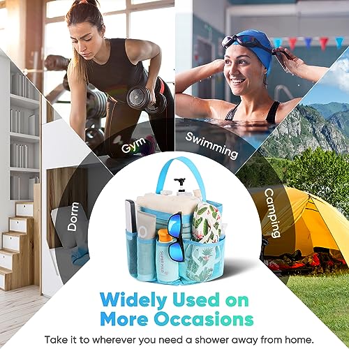 EUDELE Mesh Shower Caddy Portable, 8-Pocket Large Capacity, Quick Dry, Easy Clean, Ideal for Beach, Swimming, Gym, Travel - color: All Ice Blue