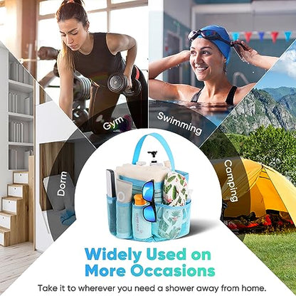 EUDELE Mesh Shower Caddy Portable, 8-Pocket Large Capacity, Quick Dry, Easy Clean, Ideal for Beach, Swimming, Gym, Travel - color: All Ice Blue