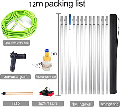 Cleaning Photovoltaic and Solar Panels,Window Clean, Glass Wall Cleaning, 5-12m Washing Set Equipment Extension Pole Cleaning for Trucks Windows 12m Rod 30cm Brush Head - color: 30cm Brush Head, size: 12m pole