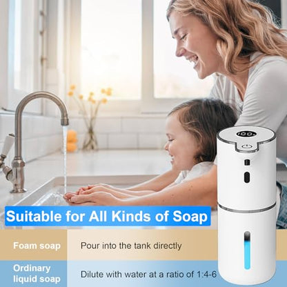 OHIFAST 2 Pack Automatic Foaming Soap Dispenser Touchless, USB Rechargeable Smart Hand Soap Dispenser, 6-Level Adjustable, 12.8oz/380mL Wall Mount for Bathroom Kitchen Dish Soap-White - color: White, style: 2 Pack Foam