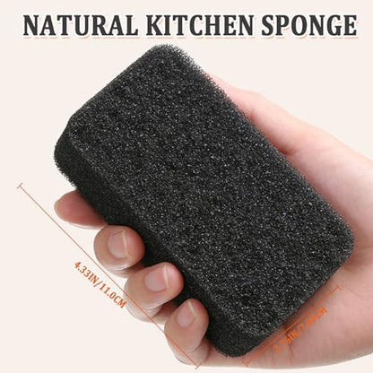 Taeku Natural Kitchen Sponge, 6 Pack Heavy Duty Scrub Cellulose Sponge Premium Multifunction Eco Friendly Cleaning Sponges for Dishes (Dark) - color: Dark