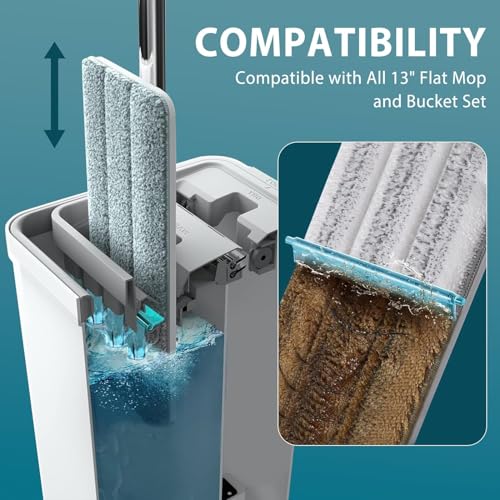 4+4 Pack Mop Replacement Pads Compatible with JOYMOOP Flat Mop or Mop Bucket Set - Microfiber Flat Mop Pads for All 13" X 4.9" Squeeze Flat Floor Mop - Washable Mop Head Replacement - color: 8 Pack