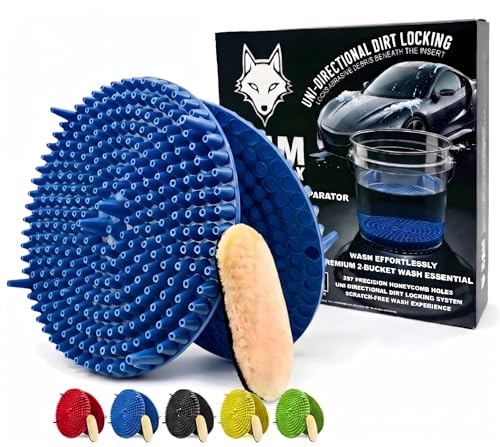 10.4" Heavy Duty Car Wash Bucket Insert (2-Pack) & Wash Mitt Kit - 10.6 oz Detailing Dirt Separator & Grit Trap, Scratch-Free Auto Wash, Fits 3.5 to 5 Gallon Buckets (Black Kit) - color: 2pack Blue