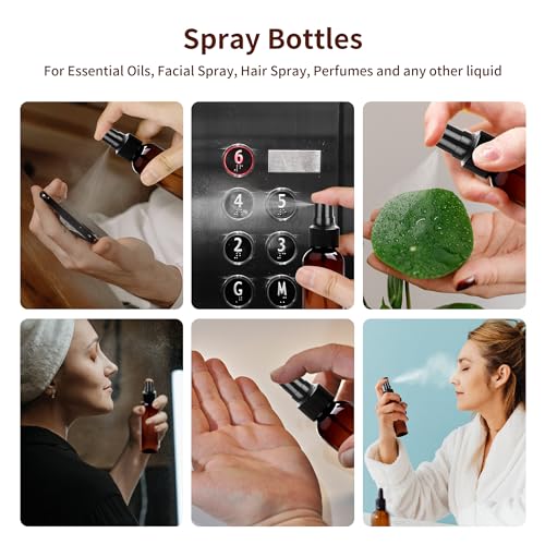 36 Pack Amber Plastic Spray Bottles 4 oz Small Spray Bottle Plastic Fine Mist Spray Empty Bottle, Amber 4 oz Spray Bottles Bulk for Travel, Essential Oils - color: Amber